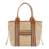 Hogan Woven Texture Tote Bag With Removable Strap In Beige E Marrone