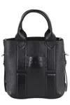 Hogan Medium Script Shopping Bag With Textured Leather Finish In Black