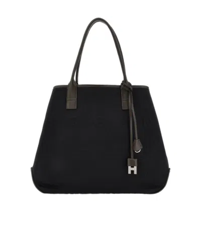 Hogan Script Shopping Bag Medium In Black