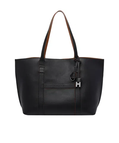 Hogan Script Shopping Bag Medium In Black