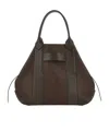 Hogan Structured Hammered Leather Tote Bag With Embossed Accents In Brown