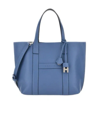 Hogan Script Shopping Bag Small In Blue