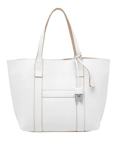 Hogan Script Shopping Bag In White