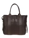 Hogan Script Shopping Bag With Grained Leather And Embossed Details In Brown