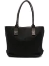 Hogan Script Shopping Leather-trimmed Tote Bag In Black