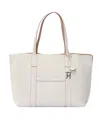 Hogan Script Shopping Tote Bag Top Handles Strap In White