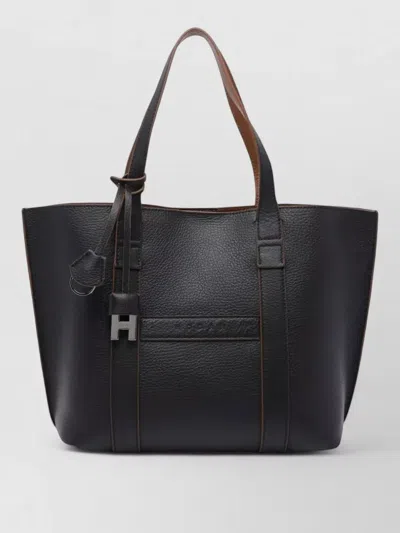 Hogan Script Small Leather Shoulder Tote Bag
