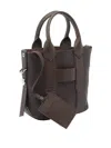 Hogan Script Small Leather Tote Bag In Brown