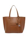 Hogan Script Small Leather Tote Bag In Brown