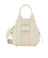 Hogan Script Small Leather Tote Bag In Nude