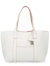 Hogan Script Smooth Calf Leather Tote Bag In White