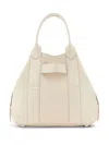 Hogan Script Small Leather Tote Bag In Neutrals