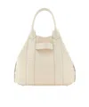 Hogan Script Small Leather Tote Bag In Nude