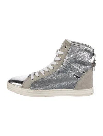 Pre-owned Hogan Sequins Sneakers In Gray