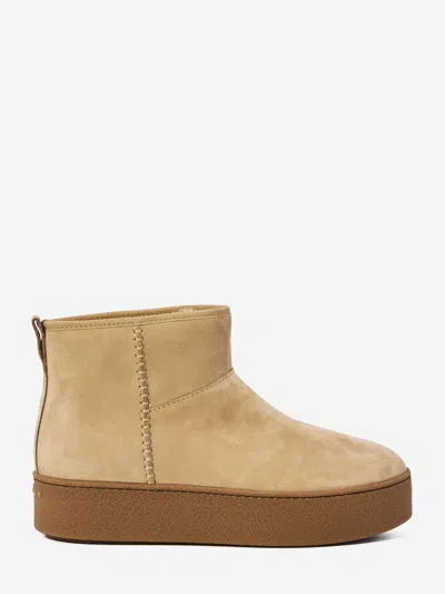 Hogan Shearling Ankle Boots In Sand