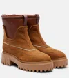 Hogan Shearling-lined Leather Ankle Boots In Brown