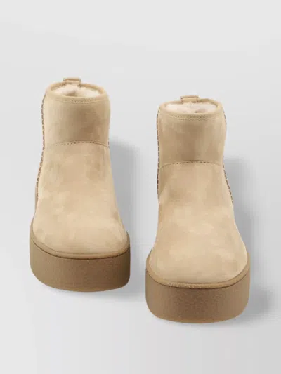 Hogan Shearling Round Toe Ankle Boots