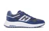 Hogan Low Top Leather Sneakers With Mesh Inserts In Blue