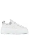 Hogan Striped Leather Lace-up Sneakers With H Detail In White