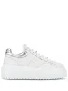 Hogan Striped Leather Lace-up Sneakers With H Detail In White