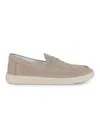 Hogan Suede Moccasin With Stitched Mask And Memory Foam Insole In Beige