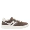 Hogan Leather Sneakers With Suede Finish And Rubber Sole In Brown