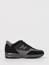 Hogan Suede And Smooth Leather Interactive Sneakers With Technical Fabric Inserts In Blue