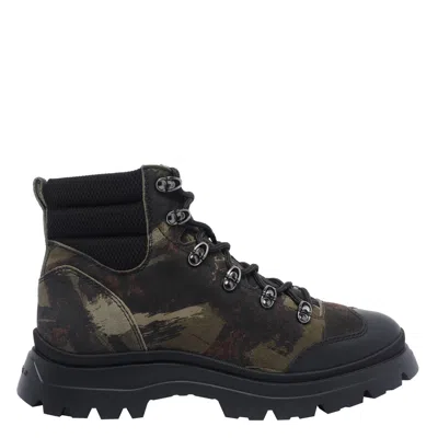 Hogan Camouflage High-top Leather Booties In Multi