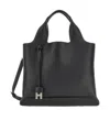 Hogan Shopping Bag In Textured Leather In Black