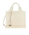 Hogan Leather Textured Top Handle Detachable Strap In White