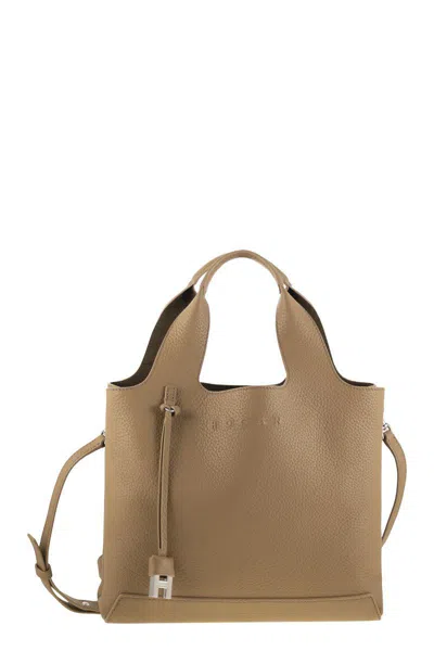 Hogan Shopping Bag In Textured Leather In Brown