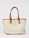 Hogan Address Small Shopping Bag In Beige Canvas In White