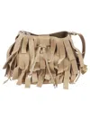 Hogan Hocket Mini Bucket Bag In Suede With Fringe Workmanship