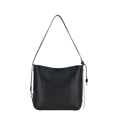 Hogan Hocket Small Leather Hobo Bag In Black