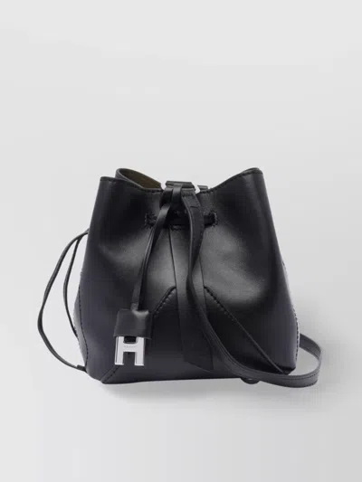Hogan Shoulder Strap Smooth Finish Metal Accents In Black