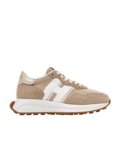 Hogan Side Logo-detail Sneakers In Brown