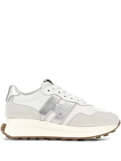 Hogan Women Silver H641 Leather Sneakers, 6.5 Luxury Sneakers For Women Darveys In White