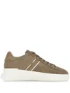 Hogan Earth Brown Leather Sneakers With Memory Foam Insole And Appliqué Logo In Brown