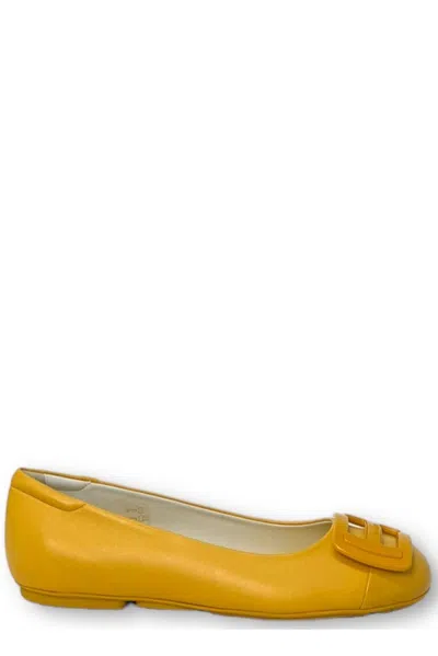 Hogan H661 Patent-leather Ballerina Shoes In Yellow