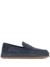 Hogan Slip-on Suede Loafers Rubber Sole In Blue