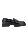 Hogan Leather Loafers With Chunky Sole And Glossy Finish In Black
