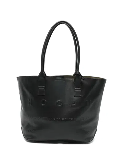 Hogan Small Address Embossed Tote Bag In Black