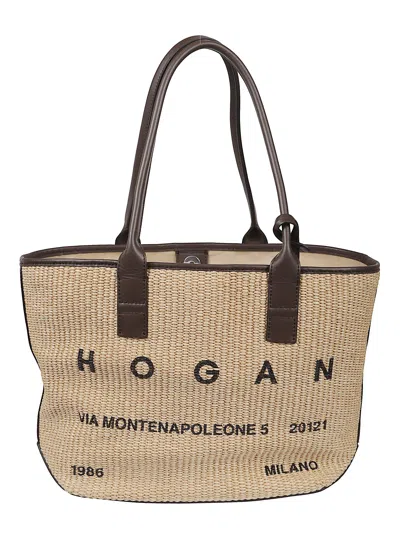 Hogan Small Address Rectangular Cotton Tote Bag In Pink