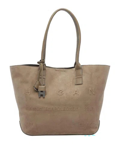 Hogan Small Address Shopping Bag In Black