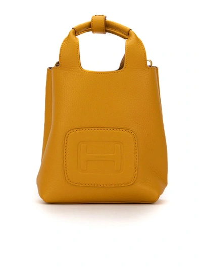 Hogan Small Hammered Bag With Embossed Handles In Yellow