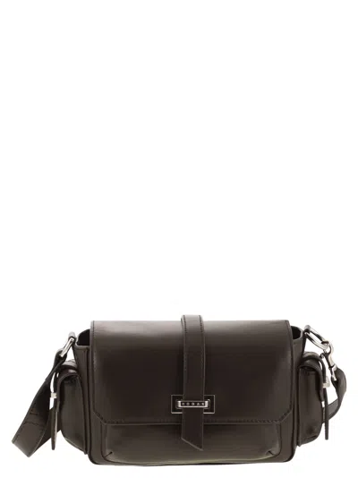 Hogan Small Leather Flap Bag In Brown