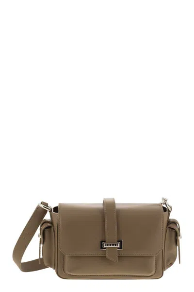Hogan Small Leather Flap Bag In Neutral
