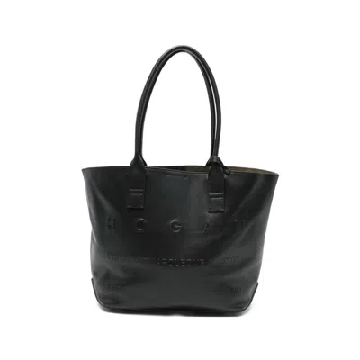 Hogan Small Leather Tote Bag In Black