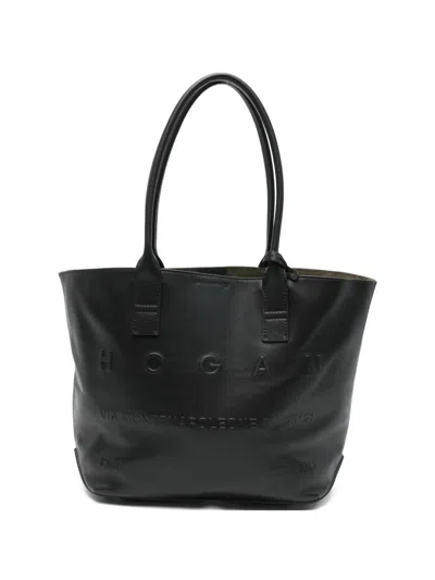 Hogan Small Leather Tote Bag In Black