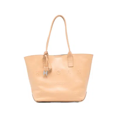 Hogan Small Leather Tote Bag In Brown